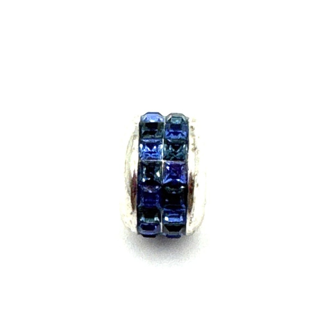 Brighton Spectrum Blue Double Crystals Row Stackable Silver Spacer Bead